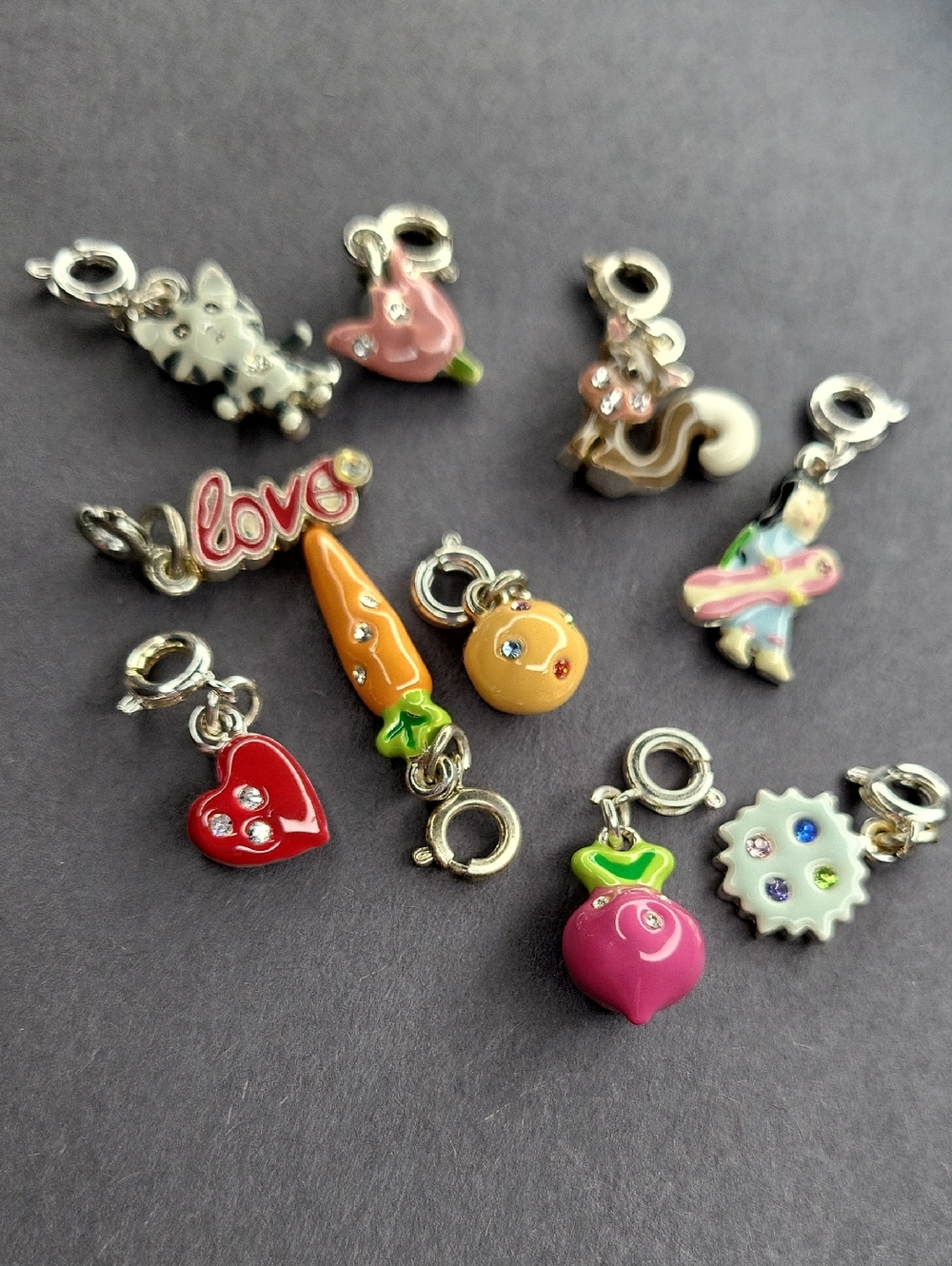 Cute Mixed Enamel Charm Set - Colorful Fruit, Heart, Love & Animal Dangles